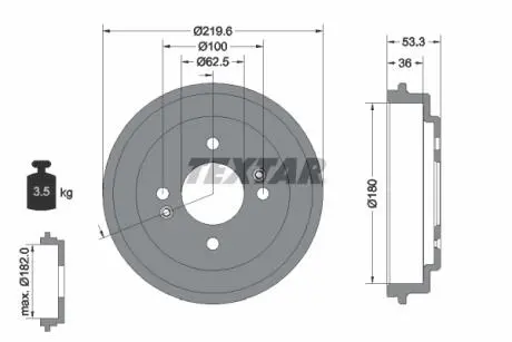 94044400 BĘBEN HAM. KIA T. PICANTO 1,0-1,2 11- TEXTAR підбір по vin на Brocar