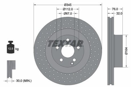 92108800 Тормозной диск 92108800 TEXTAR TEXTAR підбір по vin на Brocar