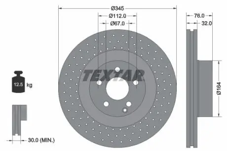 92108800 Гальмівний диск 92108800 TEXTAR TEXTAR підбір по vin на Brocar