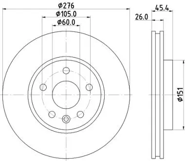 8DD355122841 (15) Диск тормозной перед. Opel Astra K 1.0-1.6D 06.15- HELLA подбор по vin на Brocar