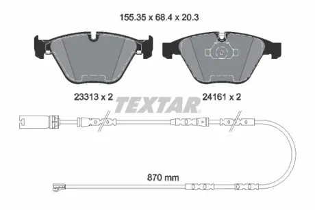 2331307 Гальмівні колодки, дискові TEXTAR підбір по vin на Brocar