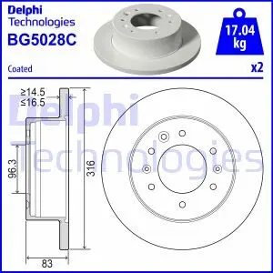 BG5028C Гальмівний диск DELPHI подбор по vin на Brocar
