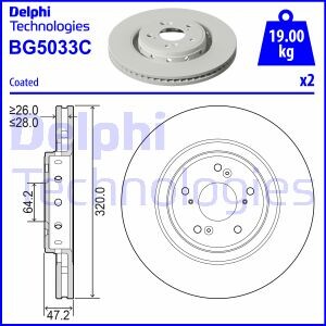 BG5033C Тормозной диск DELPHI підбір по vin на Brocar