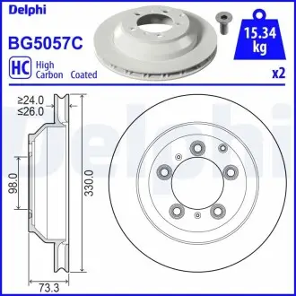 BG5057C Tarcza ham. PORSCHE Tył 05/2017&gt; DELPHI підбір по vin на Brocar