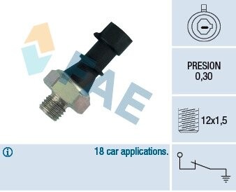 12440 Датчик тиску масла FAE підбір по vin на Brocar