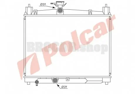 8103081 Радиатор двигателя YARIS 99- POLCAR підбір по vin на Brocar