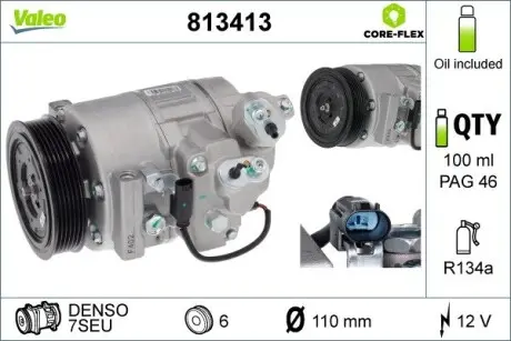 813413 Компресор, Кондиціонер VALEO підбір по vin на Brocar