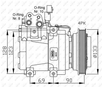 32446 Компресор кондиціонера Hyundai Getz 1.4i/1.6 02-10 NRF підбір по vin на Brocar
