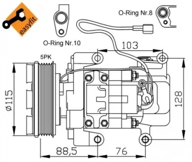 32681 Компресор кондиціонера Mazda 3 2.0 03-09/5 1.8/2.0 05-10 NRF підбір по vin на Brocar
