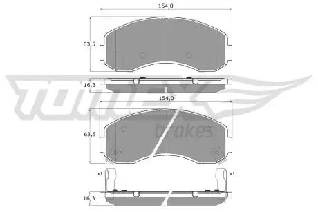 1571 KLOCKI HAMULC. KIA K2500 03- TOMEX подбор по vin на Brocar