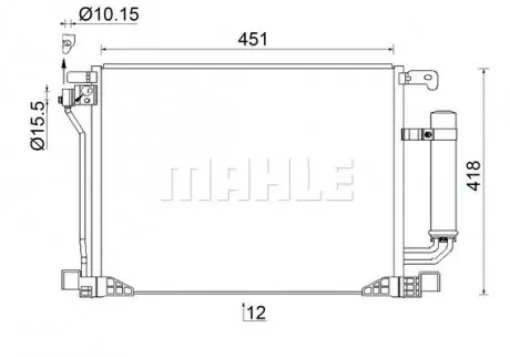 AC953000S Конденсатор, система кондиціонування повітря MAHLE / KNECHT підбір по vin на Brocar