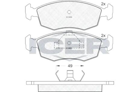 180543 Колодки гальмівні (передні) Ford Escort IV-VI 83-02/Sierra 82-95/Scorpio 85-94/Granada II 77-85 ICER підбір по vin на Brocar