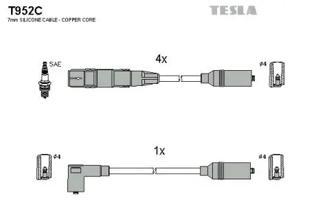 T952C Комплект кабелей зажигания TESLA подбор по vin на Brocar