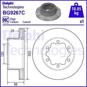 BG9267C Гальмівні диски DELPHI підбір по vin на Brocar