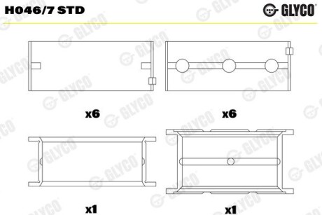 H0467STD Подшипник коленвала GLYCO подбор по vin на Brocar