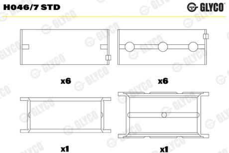 H0467STD Подшипник коленвала GLYCO підбір по vin на Brocar