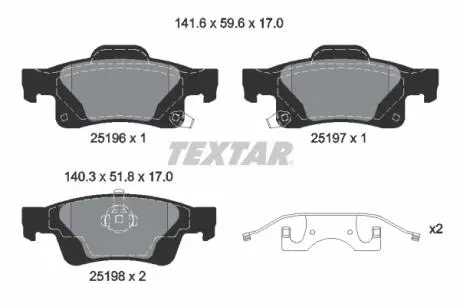 2519603 Гальмівні колодки, дискові TEXTAR підбір по vin на Brocar