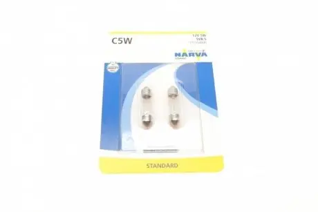 171254000 Автолампа C5W 12V 5W SV8.5 (11x35mm) (блістер/к-кт 2шт) NARVA підбір по vin на Brocar