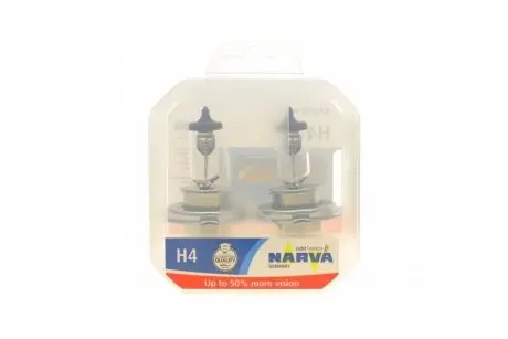 488612100 Автолампа H4 12V 60/55W P43t Range Power 50+ (к-кт 2 шт.) NARVA підбір по vin на Brocar