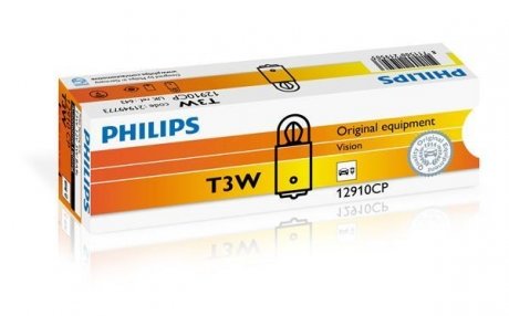 12910CP Автолампа Philips 12910CP Vision T3W BA9s 3W прозора PHILIPS підбір по vin на Brocar