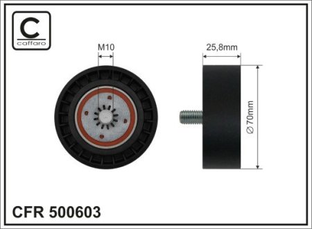 500603 (70x10x25,8) Ролик паска поліклинового (70х26) Ssand Korando 2.0 Xdi 10- CAFFARO підбір по vin на Brocar