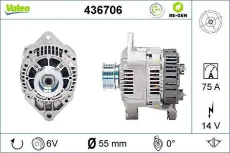 436706 Генератор VALEO підбір по vin на Brocar