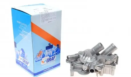 PA1372 Помпа воды Audi/Seat/Skoda/VW 1.0-1.4TSI/1.4-1.6 13- (28z)(B/B)(6 лоп)(с корпусом и 2 термостатами) GRAF подбор по vin на Brocar