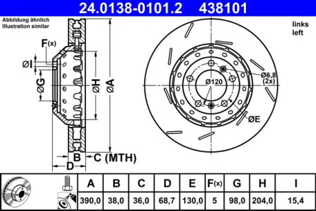 24013801012 TARCZA HAM. PORSCHE P. PANAMERA 4,8 09-16 LE ATE підбір по vin на Brocar
