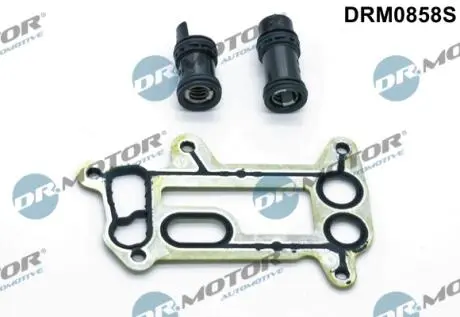 DRM0858S Ремкомплект масляного радіатора, 2 штуцери + прокладка DR.MOTOR підбір по vin на Brocar