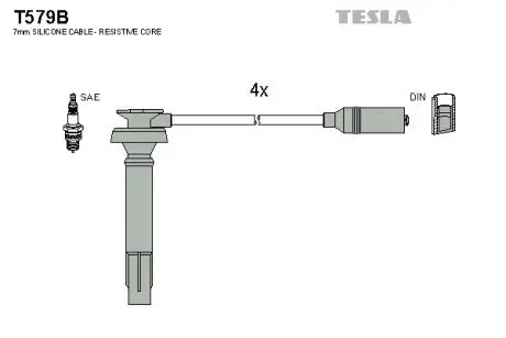 T579B Комплект кабелів запалювання TESLA підбір по vin на Brocar