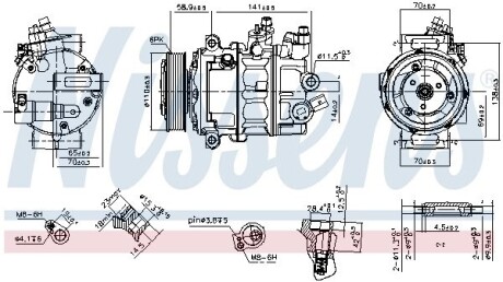 890608 Компрессор кондиционера VW Crafter 2.0TDI 11-/T5 2.0 TDI 15- (Sanden внутри) NISSENS подбор по vin на Brocar