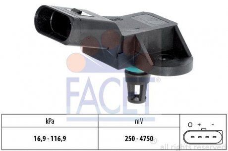 103226 Датчик давления воздуха Audi A4/A5/A6/A8 / VW Passat 1.8-5.2 TFSI/TDI/FSI/T/i 97-> FACET подбор по vin на Brocar