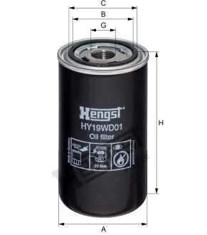 H19WD01 FILTR OLEJU HENGST FILTER підбір по vin на Brocar