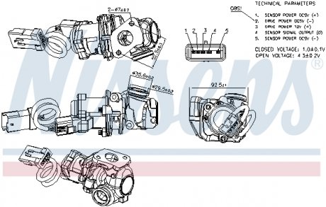 98244 ZAWÓR EGR Z SILNIKIEM KROKOWYM FORD FOCUS C-MAX 03-,II 04-,VOLVO S40 04-,VOLVO V50 04- NISSENS підбір по vin на Brocar