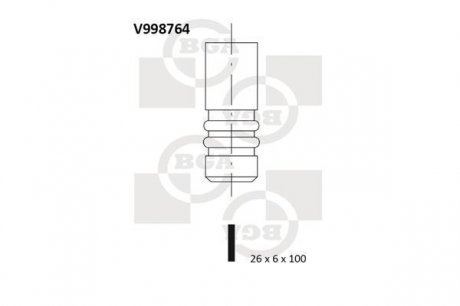 V998764 Клапан впуск. BMW 3(E46/E90)/5(E39/E60)/X3(E83) (M57/M47…) (26x6x100) BGA підбір по vin на Brocar