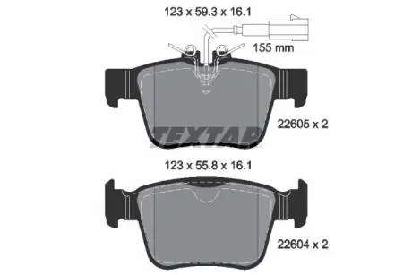 2260501 Колодки гальмівні (задні) Alfa Romeo Giulia/Stelvio/Mazerati Levante 15- (с датчиком) (Teves) Q+ TEXTAR підбір по vin на Brocar