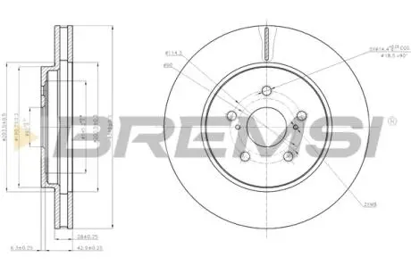 CD7544V Гальмівний диск перед. LEXUS RX 03-08 (318,5x28) BREMSI підбір по vin на Brocar