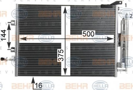 8FC351319244 Радиатор кондиционера Renault Clio 1.2-2.0 04- BEHR підбір по vin на Brocar