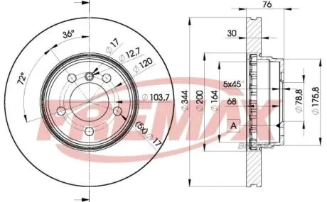 BD2207 Диск торм. передній 344mm Range Rover 02-12 FREMAX підбір по vin на Brocar