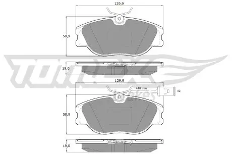 12441 KLOCKI HAMULC. ALFA ROMEO 164 87-98 Z CZUJ TOMEX підбір по vin на Brocar