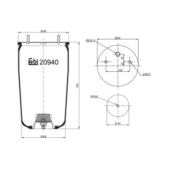 20940 Подушка пневмоподвески 940 MB BPW 30K (260x430) FEBI BILSTEIN підбір по vin на Brocar