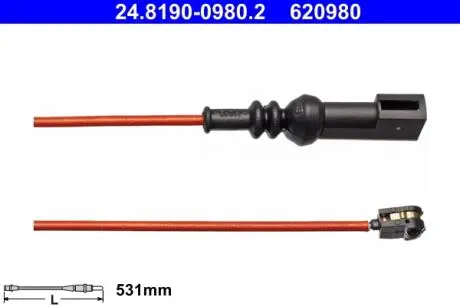 24819009802 24.8190-0980.2_датчик износа колодок! задних L=531mm Ford Transit 2.2TDCi 13> ATE підбір по vin на Brocar