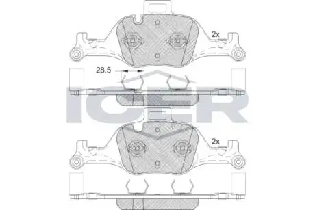 182291 Колодки гальмівні (передні) BMW 3 (G20-21/G80-81)/X3-X6 18-/5 (G30/G31/F90)/6 (G32)/7 (G11/G12) 15- ICER підбір по vin на Brocar