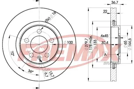 BD5603 Диск гальмівний передній FREMAX підбір по vin на Brocar