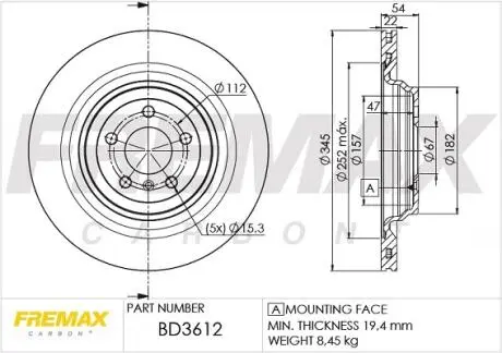 BD3612 Диск гальмівний задній FREMAX підбір по vin на Brocar