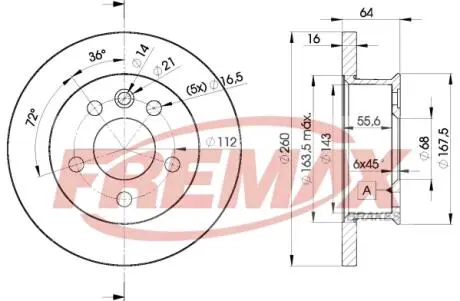 BD3013 Диск торм. передній FREMAX підбір по vin на Brocar