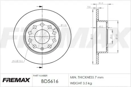 BD5616 Диск торм. задній FREMAX підбір по vin на Brocar