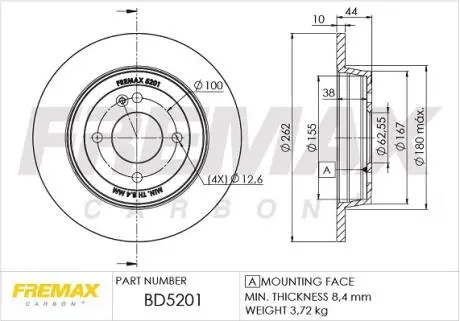 BD5201 Диск торм. задній FREMAX підбір по vin на Brocar