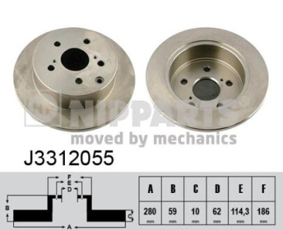 J3312055 Тормозные диски NIPPARTS підбір по vin на Brocar