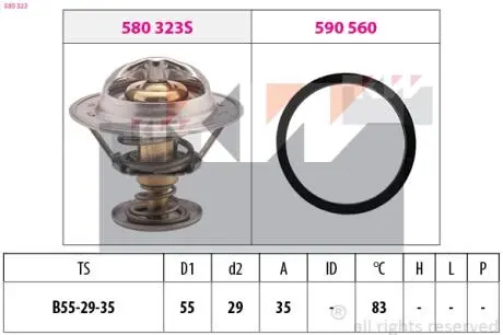 580323 TERMOSTAT KW підбір по vin на Brocar